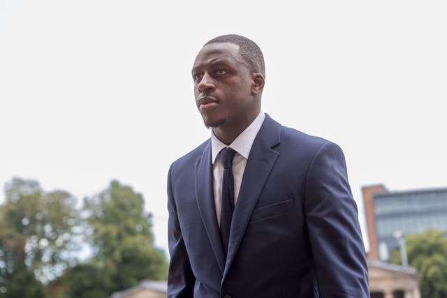 Footballer Benjamin Mendy arrives at Chester Crown Court, where he is accused of eight counts of rape, one count of attempted rape and one count of sexual assault, relating to seven young women (David Rawcliffe/PA)
