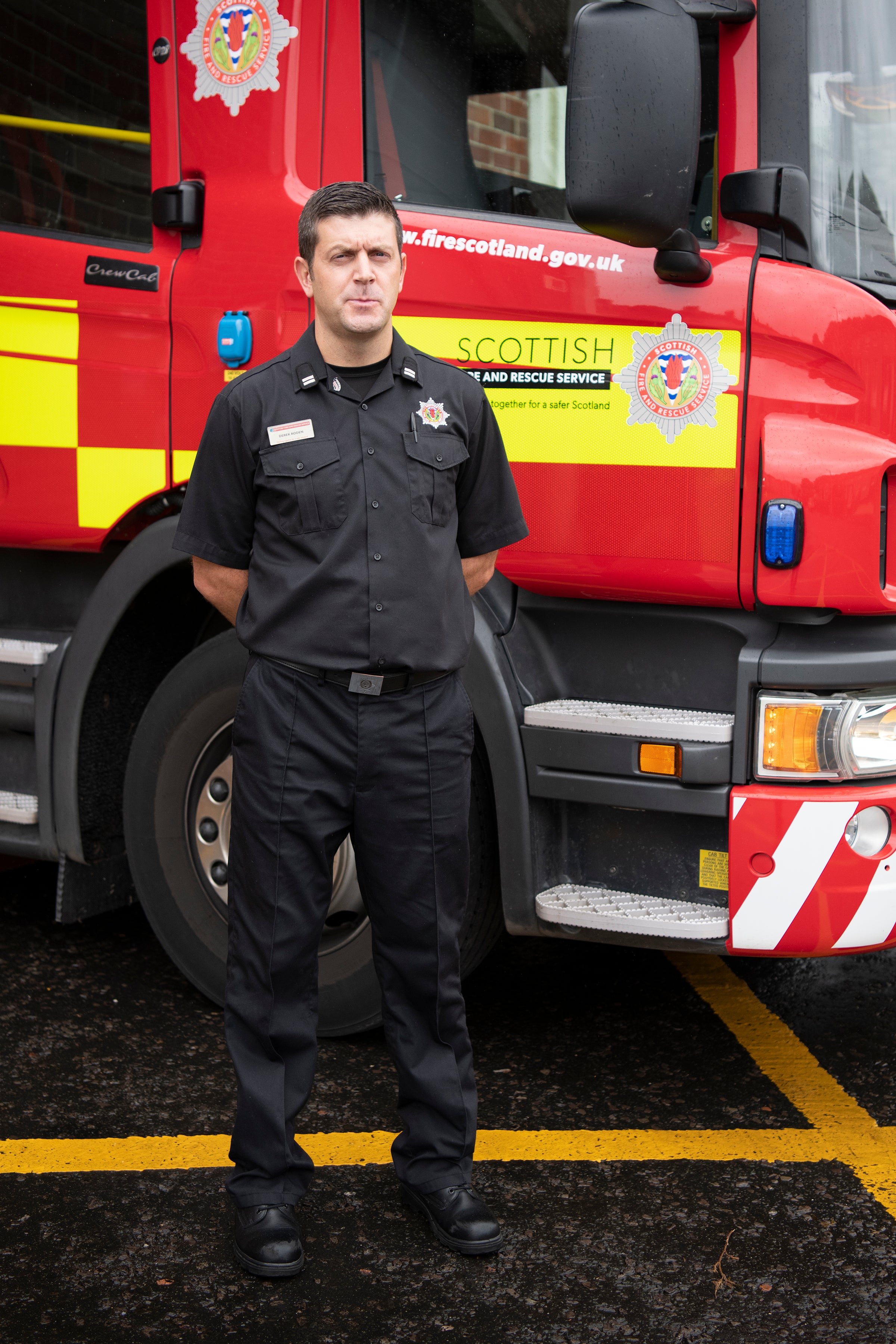 Firefighter Derek Roden paid tribute to his grandfather as part of a service to remember seven firefighters who died tackling a blaze in Glasgow 50 years ago (Scottish Fire and Rescue Service/PA)