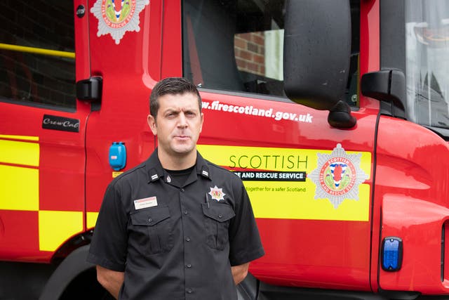 Firefighter Derek Roden paid tribute to his grandfather as part of a service to remember seven firefighters who died tackling a blaze in Glasgow 50 years ago (Scottish Fire and Rescue Service/PA)
