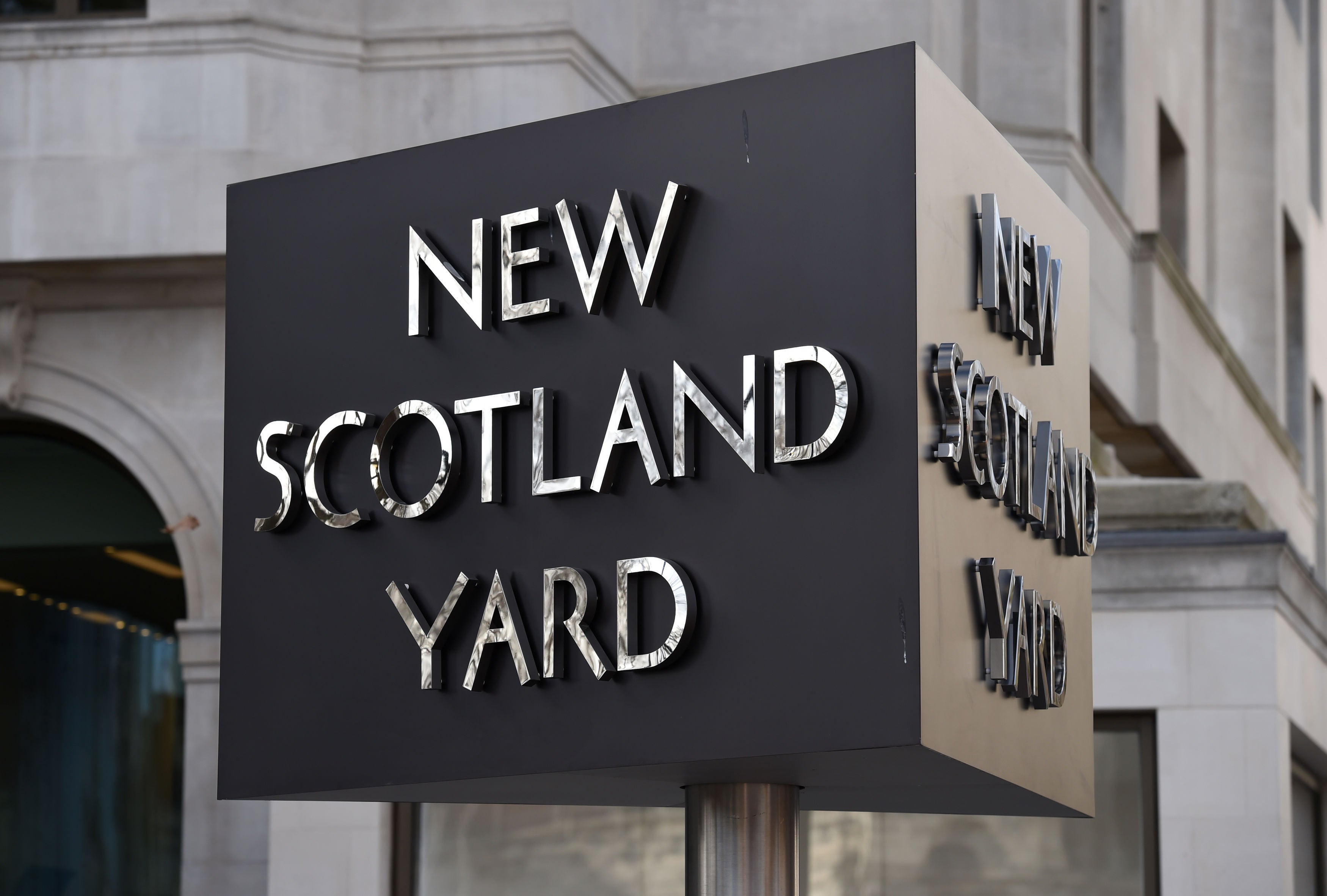 A New Scotland Yard sign outside the Curtis Green building on Victoria Embankment in London (Kirsty O’Connor/PA)