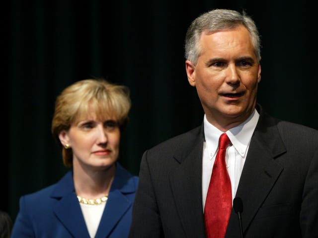 <p>Tom McClintock and his wife, Lori, in 2003 </p>