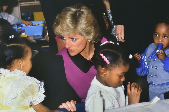 <p>Princess Diana with homeless children at the Urban Family Center on New York’s Lower East Side in February1989</p>