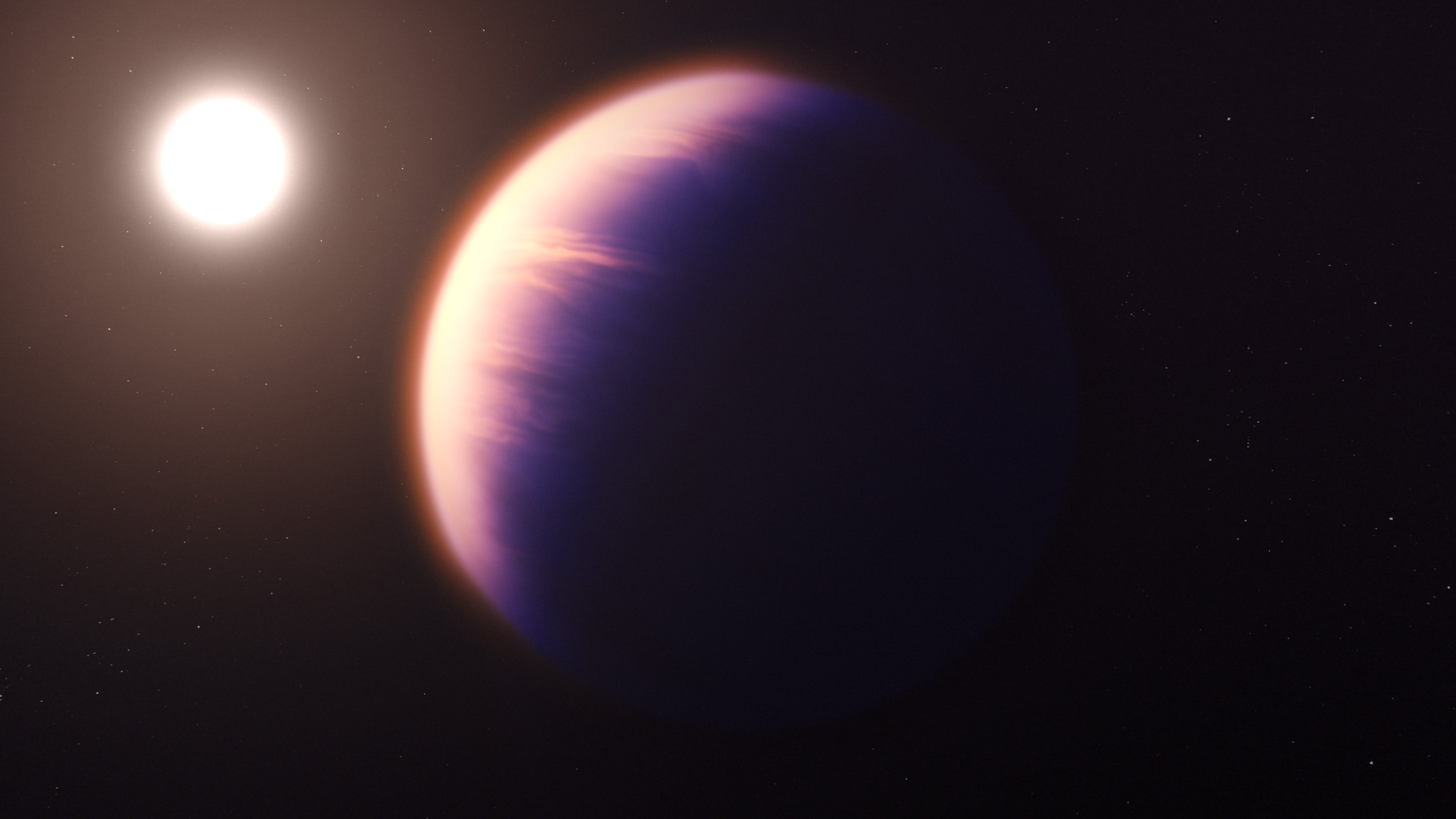 <p>Una ilustración del exoplaneta gigante Wasp 39b, donde se detectó dióxido de carbono</p>