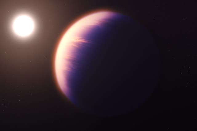 <p>Una ilustración del exoplaneta gigante Wasp 39b, donde se detectó dióxido de carbono</p>