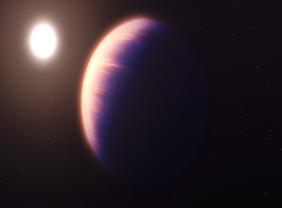 <p>An artist’s illustration of the gas giant exoplanet Wasp 39b</p>