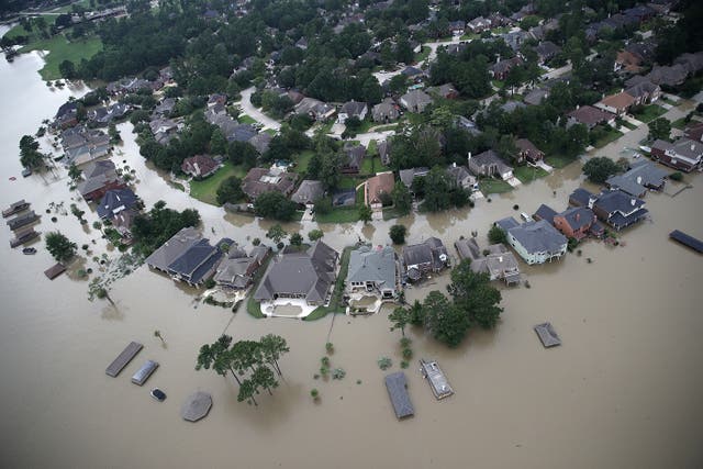 <p>Massive flooding in Houston, Texas after Hurricane Harvey’s record rainfall in late summer 2017</p>