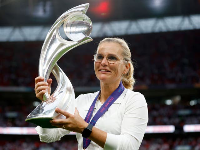 <p>Sarina Wiegman led England to glory at Wembley </p>