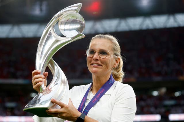 <p>Sarina Wiegman led England to glory at Wembley </p>