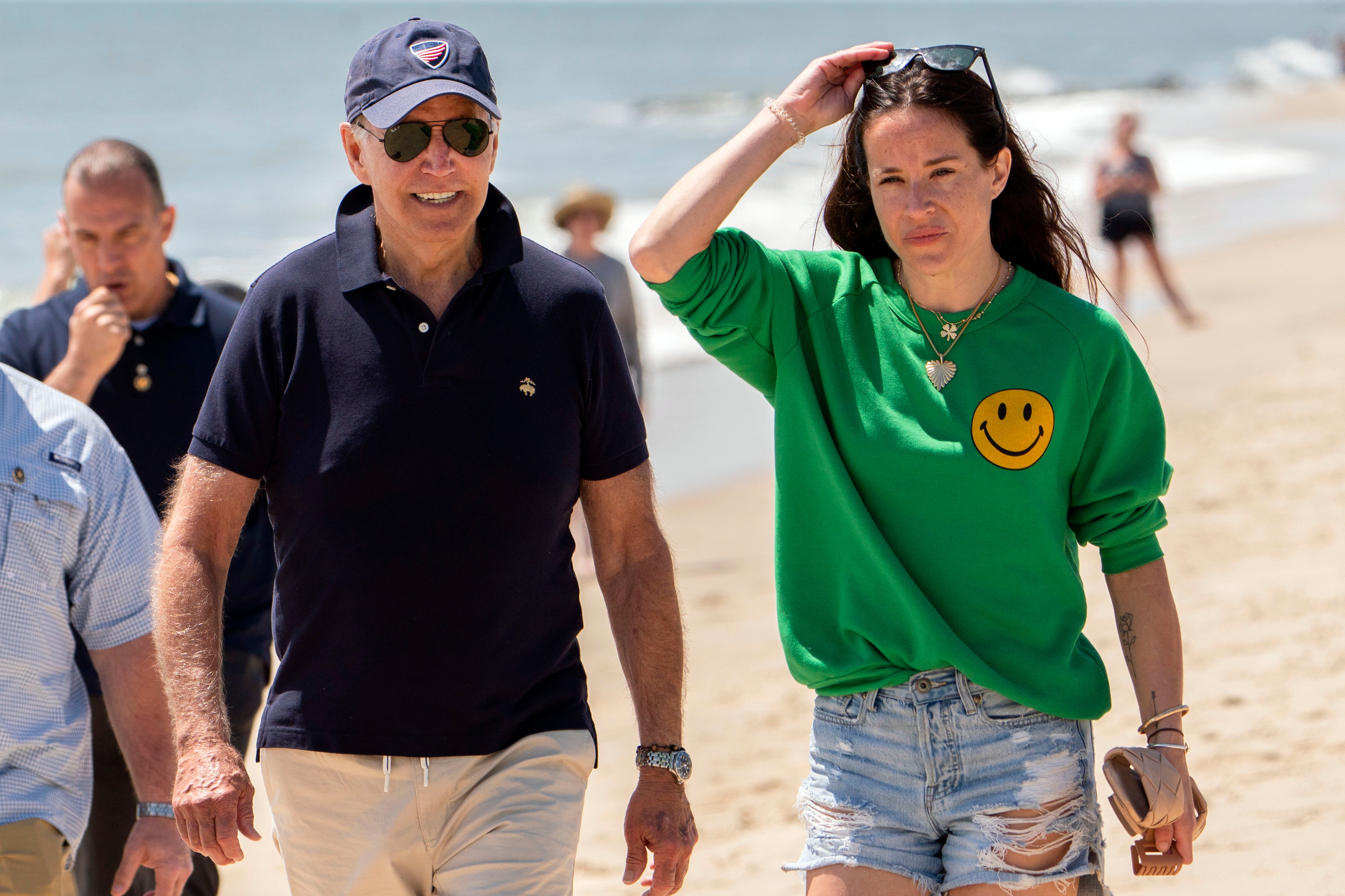 Joe Biden, with his daughter Ashley, has previously been seen shirtless while holidaying in Delaware