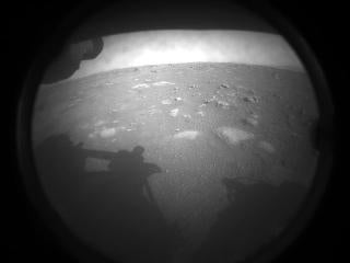 <p>The first image taken by Nasa’s Perseverance rover after landing on Mars in 2021</p>