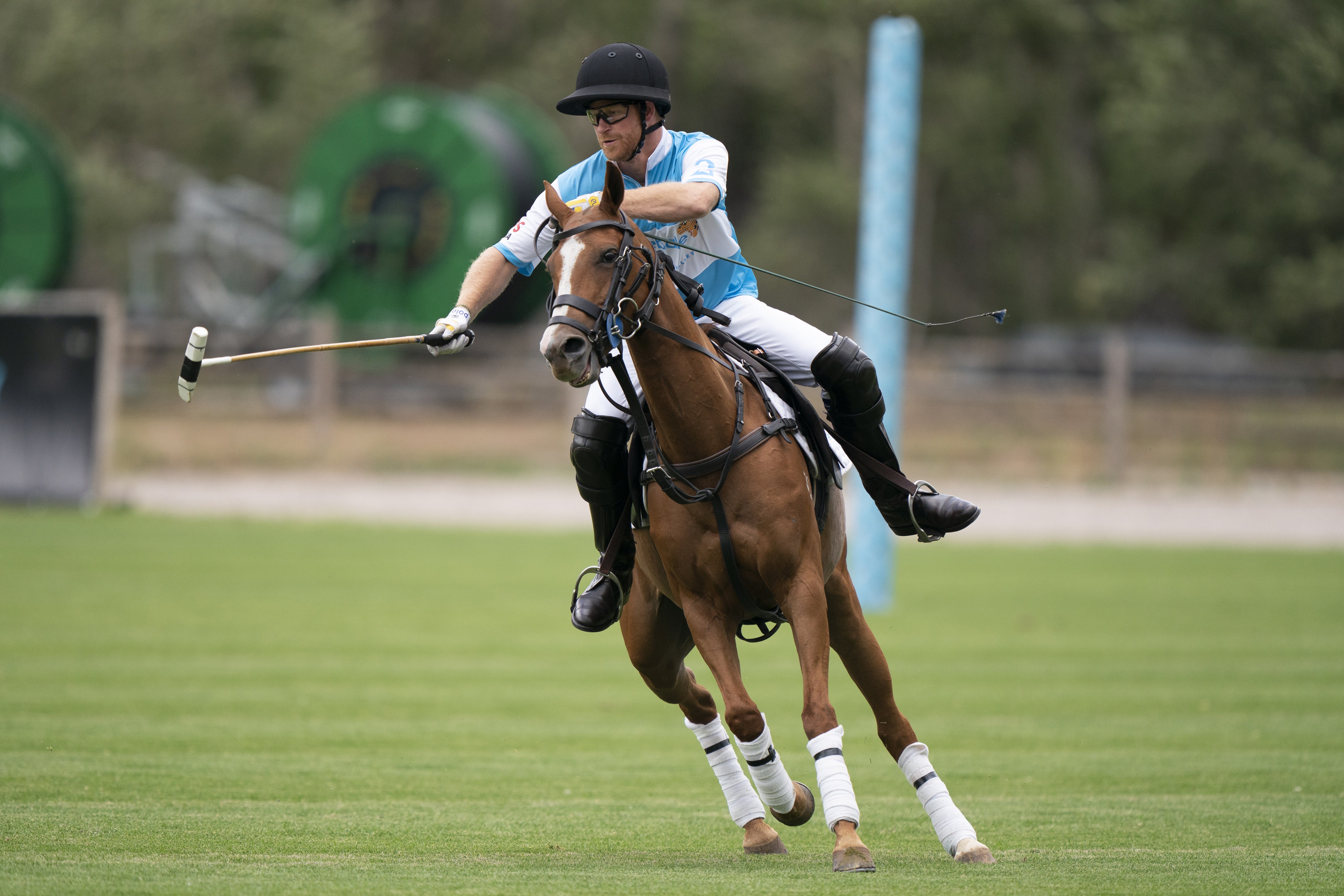 The Duke of Sussex plays in a polo match during the Sentebale ISPS Handa Polo Cup at the Aspen Valley Polo Club in Carbondale, Colorado (Kirsty O’Connor/PA)