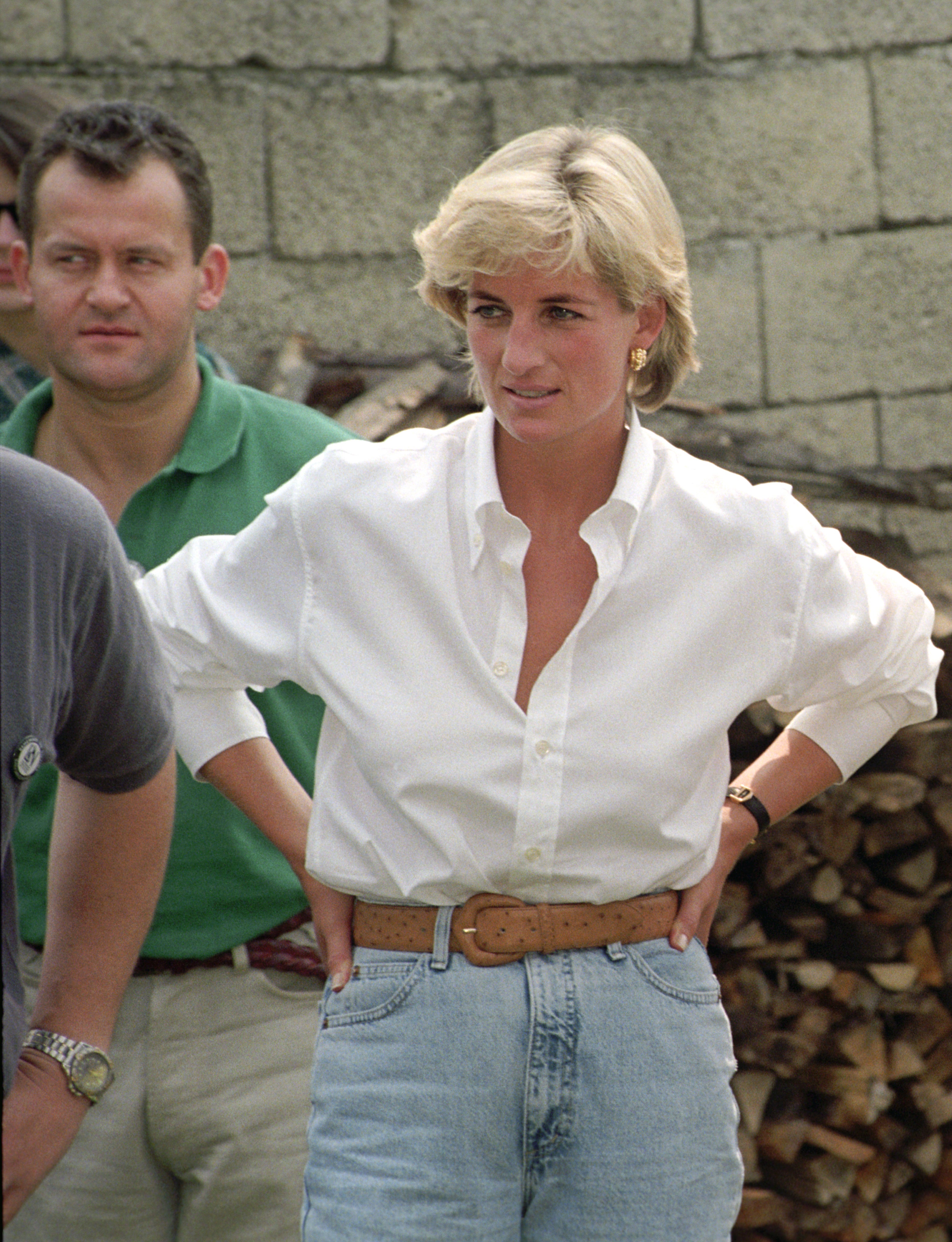 Diana, Princess of Wales meeting Bosnian Serbs and Muslims affected by landmines near Tuzla (Stefan Rousseau/PA)