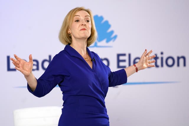 Liz Truss during the hustings event at the Holiday Inn, in Norwich North, Norfolk (Joe Giddens/PA)