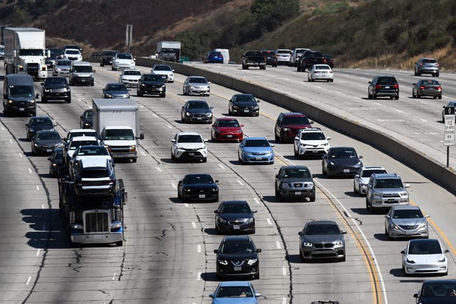 <p>Cars on the 405 freeway in Santa Monica, California this month</p>