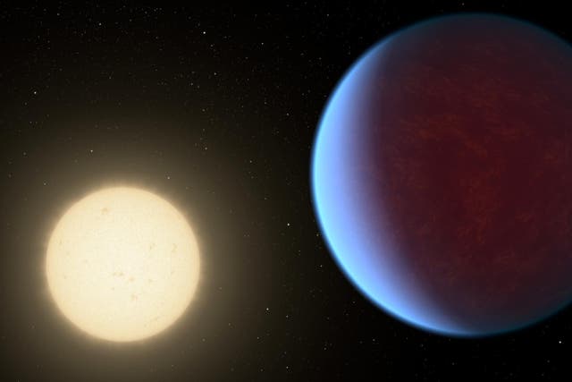 <p>An artist’s conception of the exoplanet 55 Cancri e near its star</p>