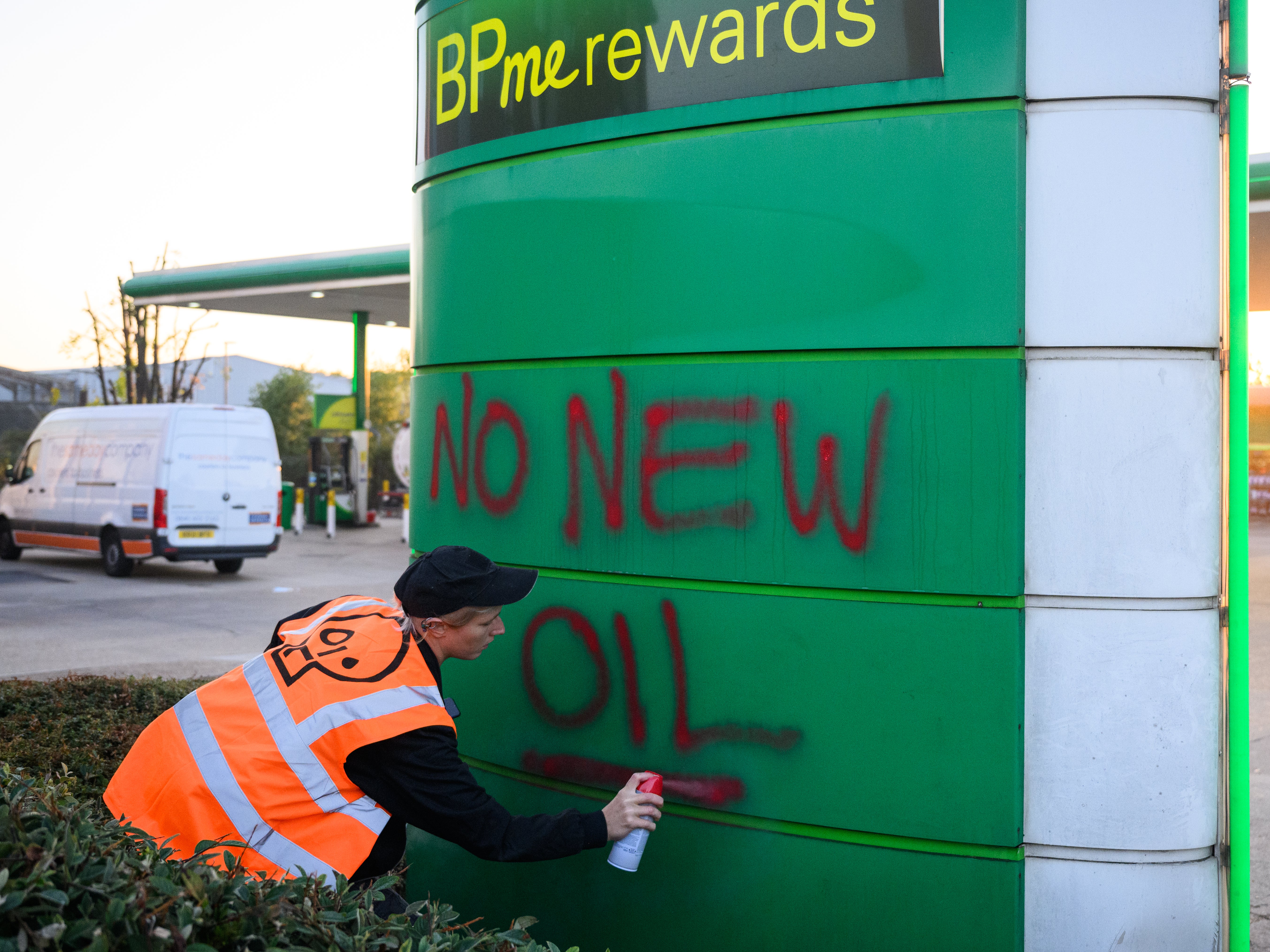 Protesters used spray paint