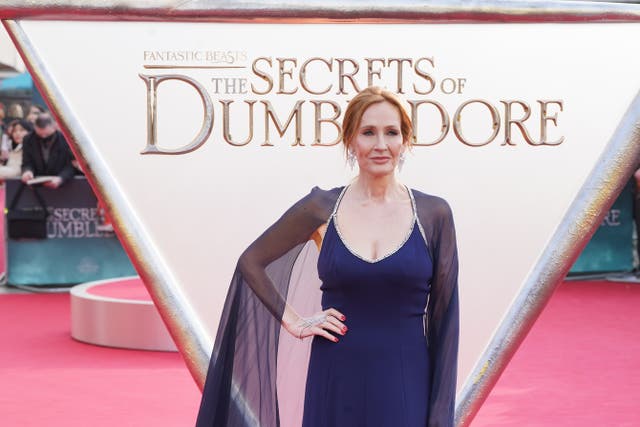 JK Rowling arrives for the World Premiere of Fantastic Beasts: The Secrets of Dumbledore (Ian West/PA)
