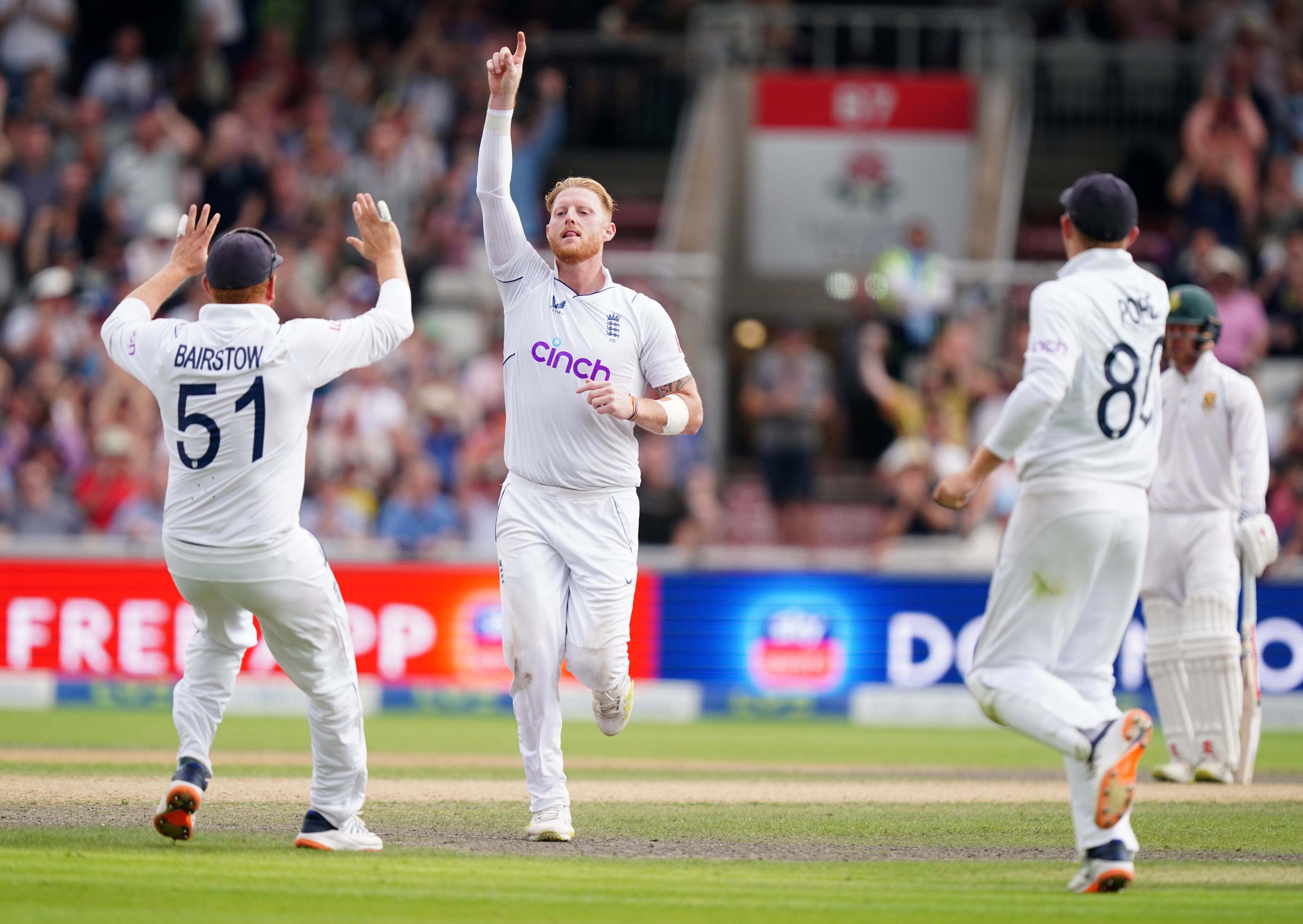 Ben Stokes celebrates a wicket