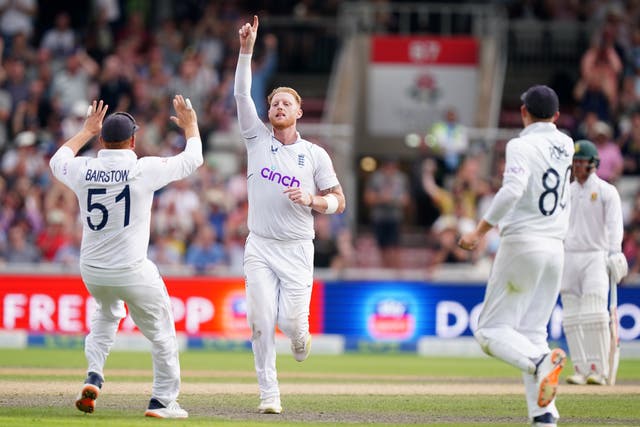 <p>Ben Stokes celebrates a wicket </p>