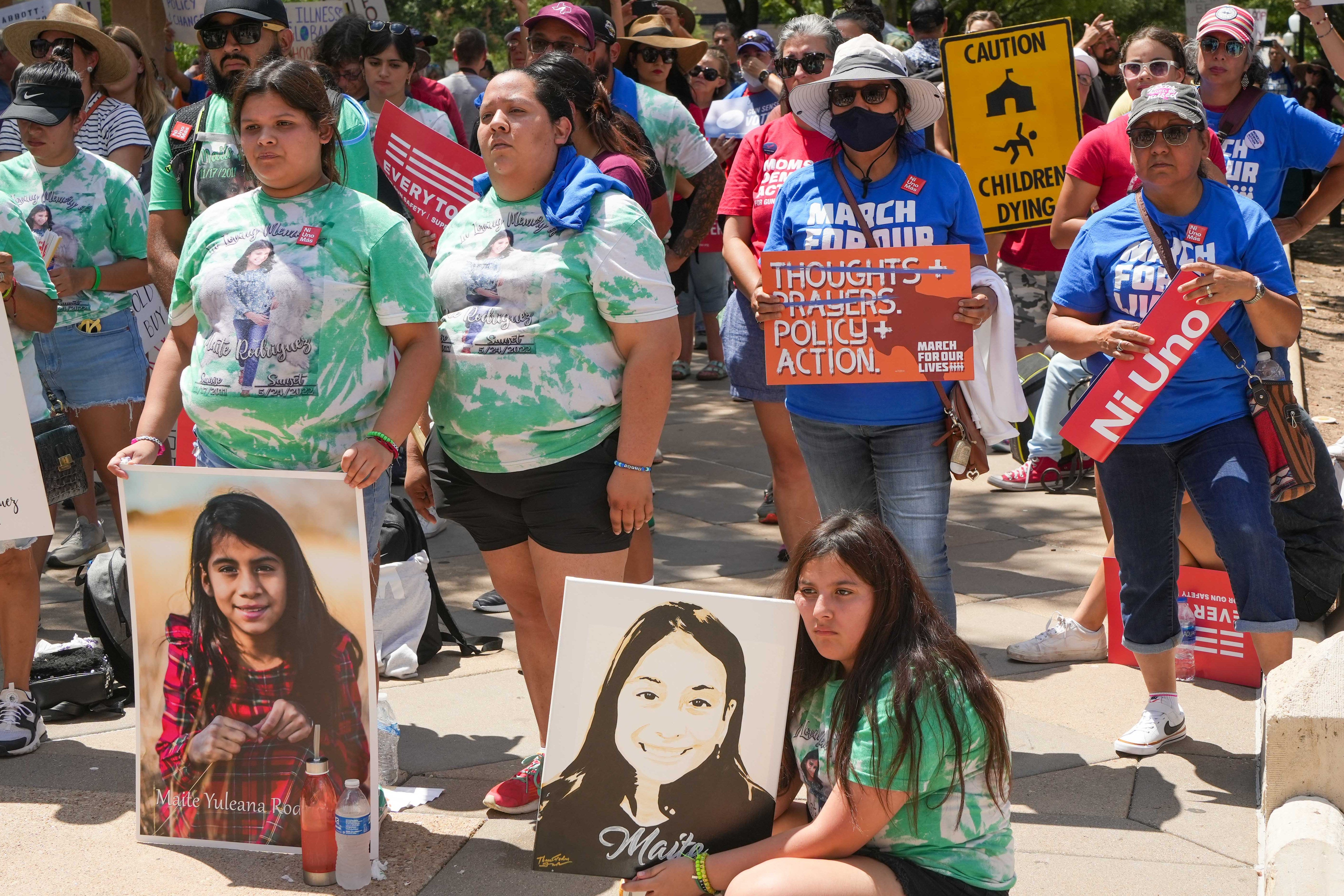 Uvalde families and community members hold a protest in the Texas capital on Saturday