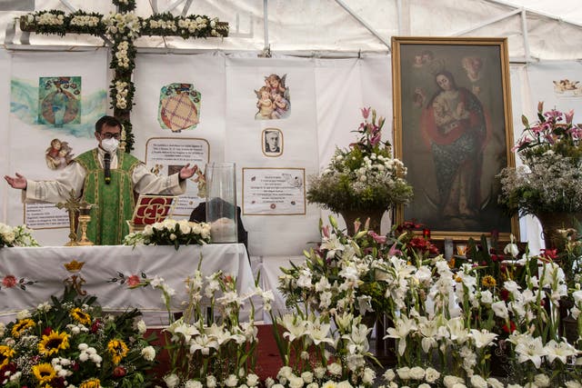 Mexico Damaged Church Virgin Image