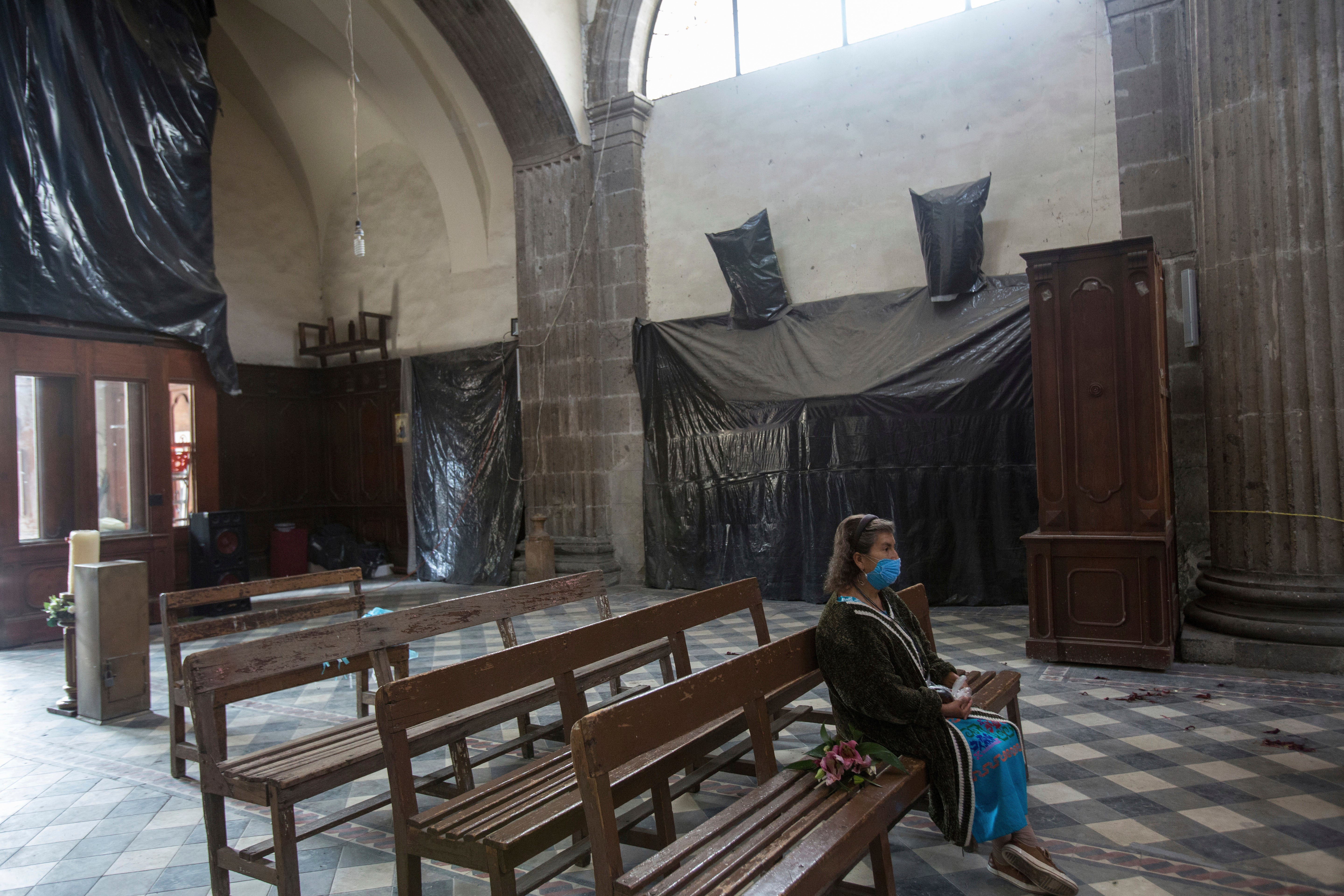 Mexico Damaged Church Virgin Image