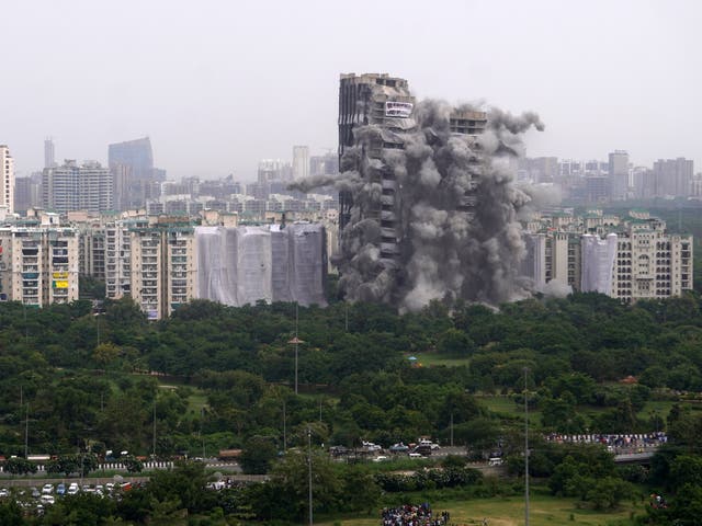 <p>The Supertech Twin Towers collapse following a controlled demolition by explosion</p>