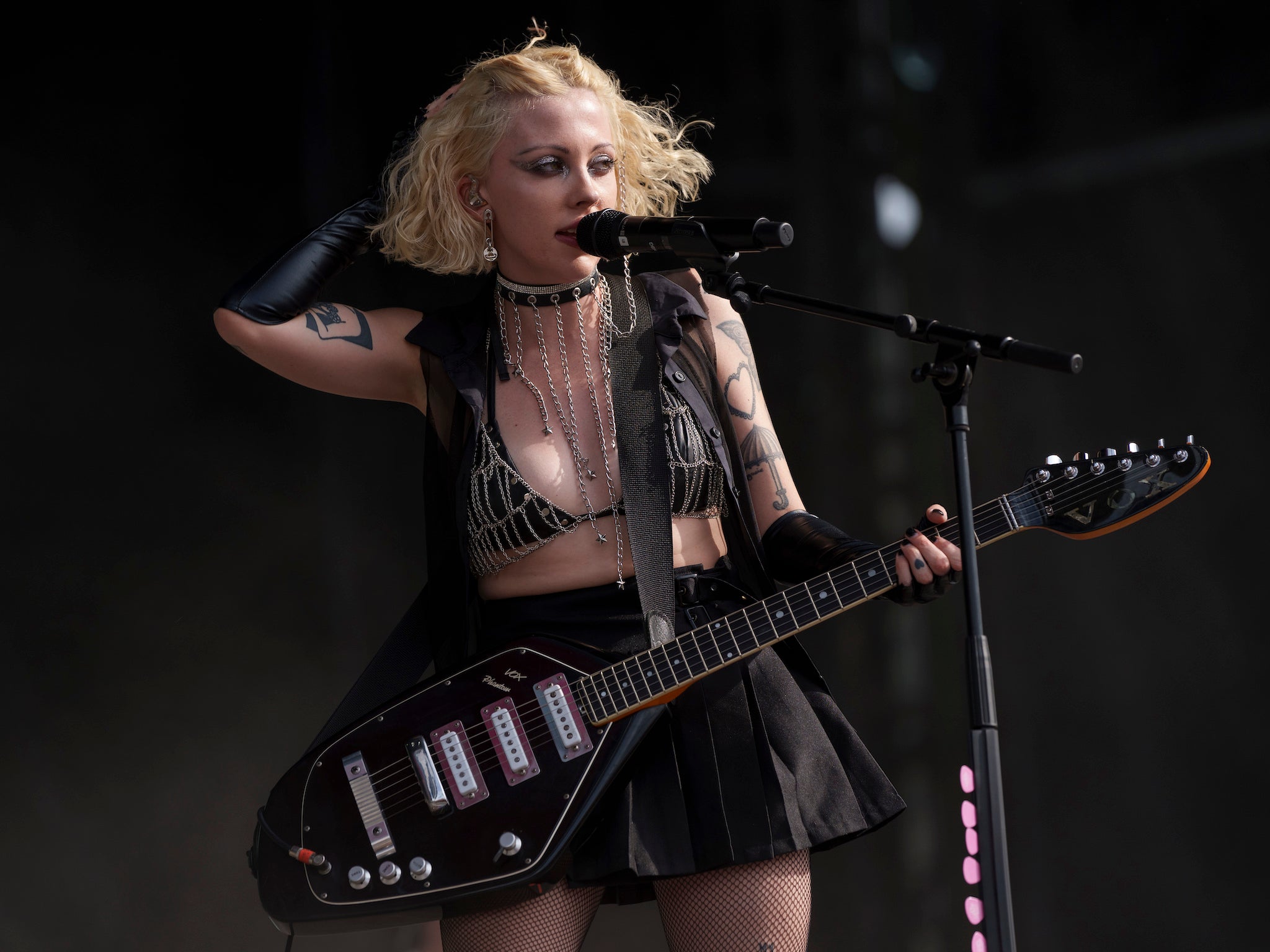 Heather Baron-Gracie of Pale Waves performs at the Reading Music Festival