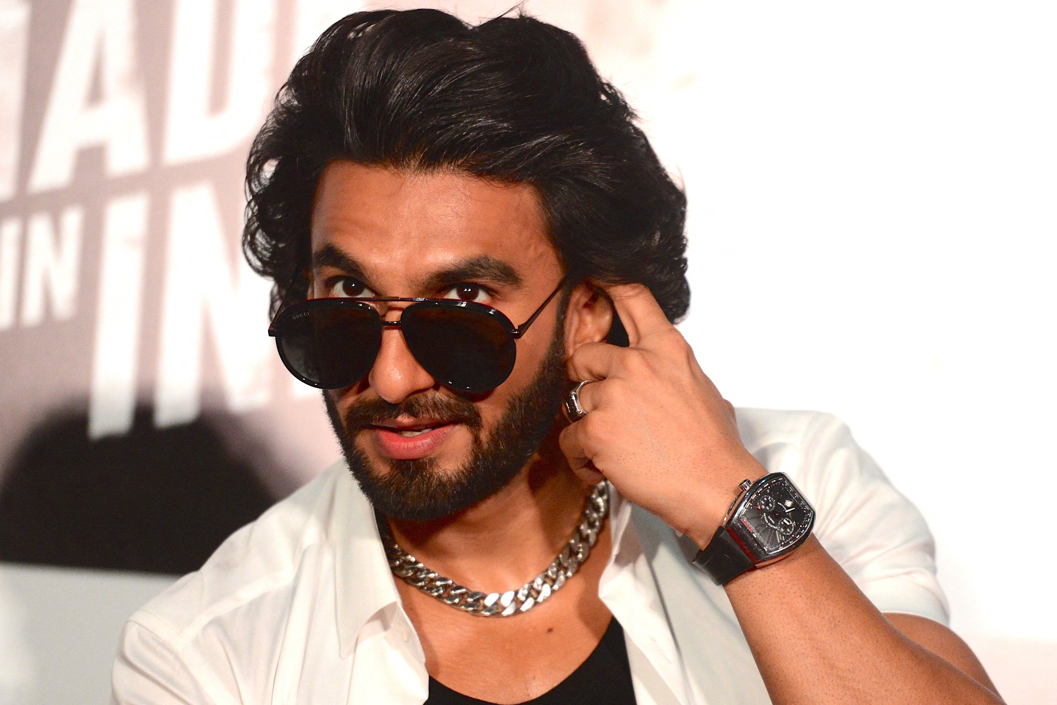 Bollywood actor Ranveer Singh poses for pictures during the launch event of the film ‘Made in India’ in Mumbai on 28 May 2022