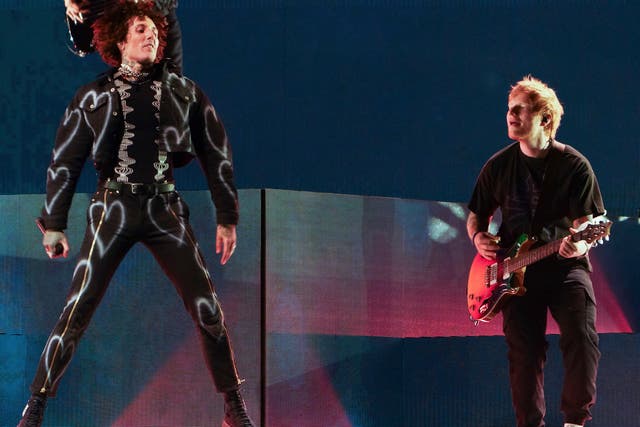 <p>Bring Me The Horizon and Ed Sheeran perform at the Reading Music Festival</p>