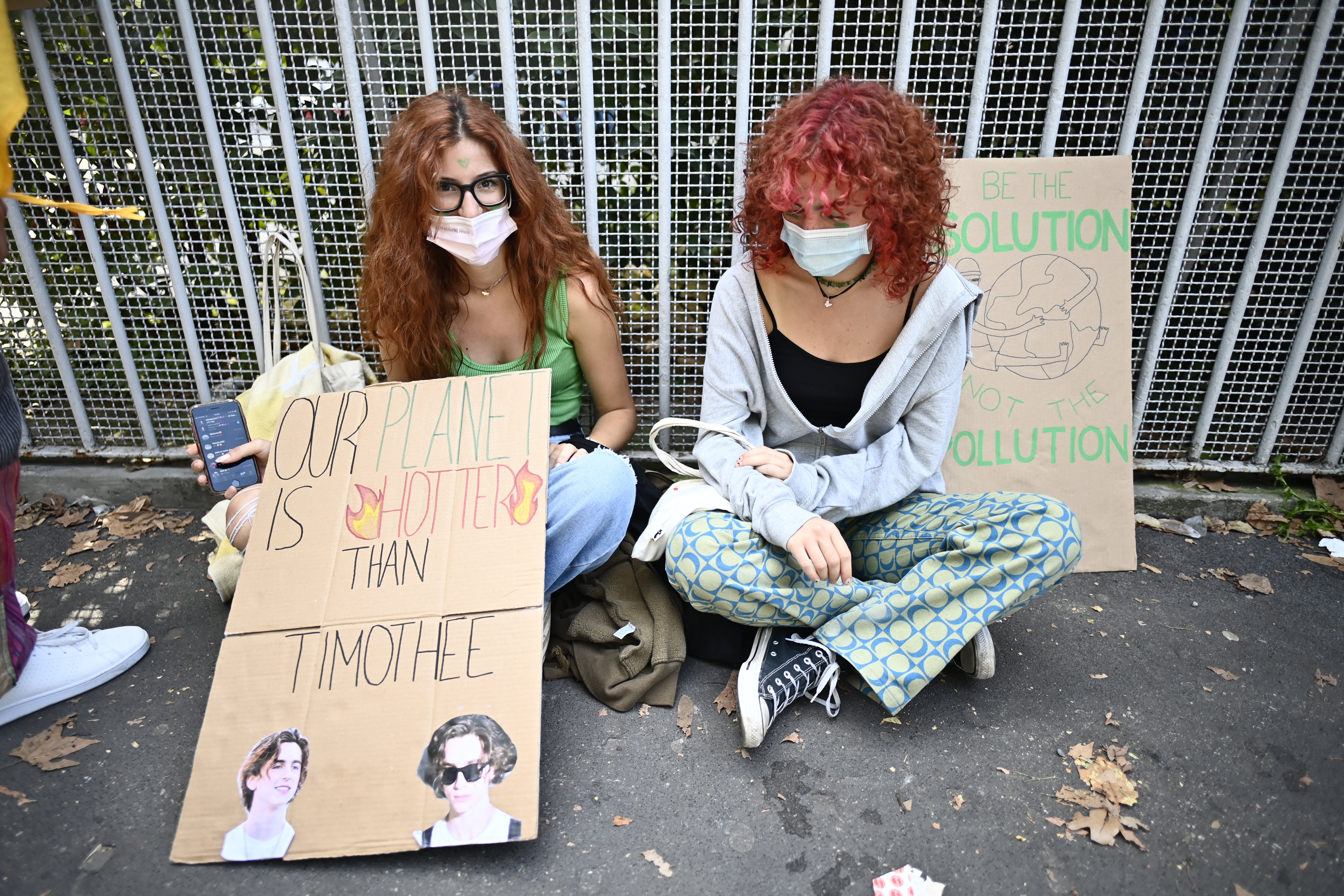 Protesters of Fridays For Future during the climate strike march on October 1, 2021 in Milan, Italy