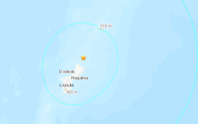 Un terremoto de magnitud 5,7 golpeó cerca de Guam alrededor de las 23:00 hora local del domingo.
