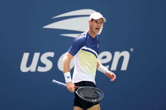 <p>Andy Murray in action during the first round of the US Open</p>