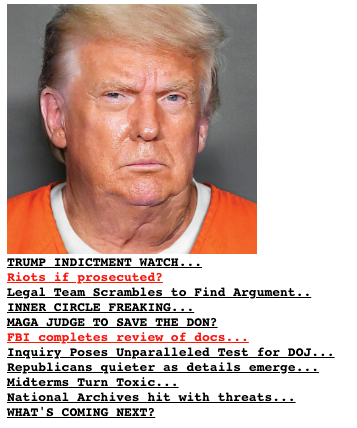 Donald Trump was photoshopped into an orange prison jumpsuit on the right-leaning Drudge Report news aggregation site