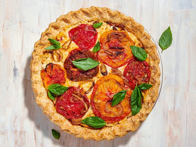 <p>The origins of the tomato pie are a mystery </p>