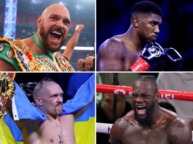 <p>Clockwise from top left: Tyson Fury, Anthony Joshua, Deontay Wilder and Oleksandr Usyk</p>
