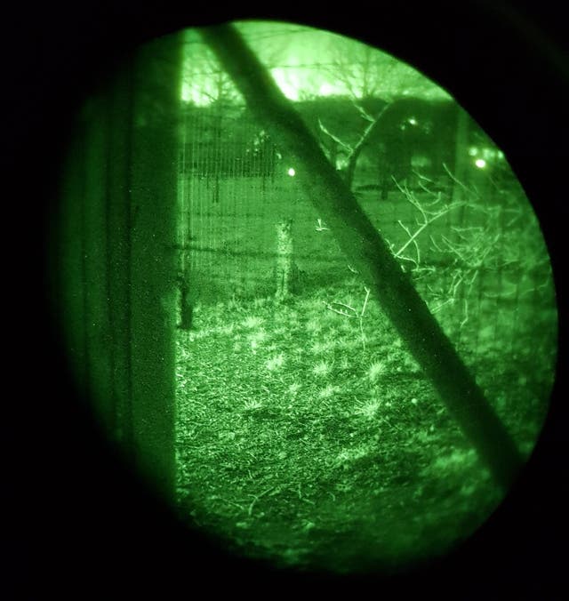 From the Twitter feed of Gosport Police showing a night vision camera used to help locate four people at Marwell Zoo near Winchester (PA)