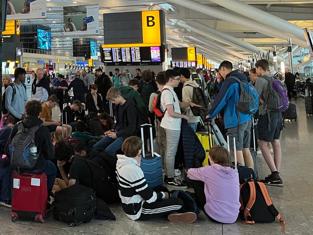 <p>Going places? Passengers at BA’s main base, Heathrow Terminal 5, where thousands of flights were cancelled during 20222 </p>