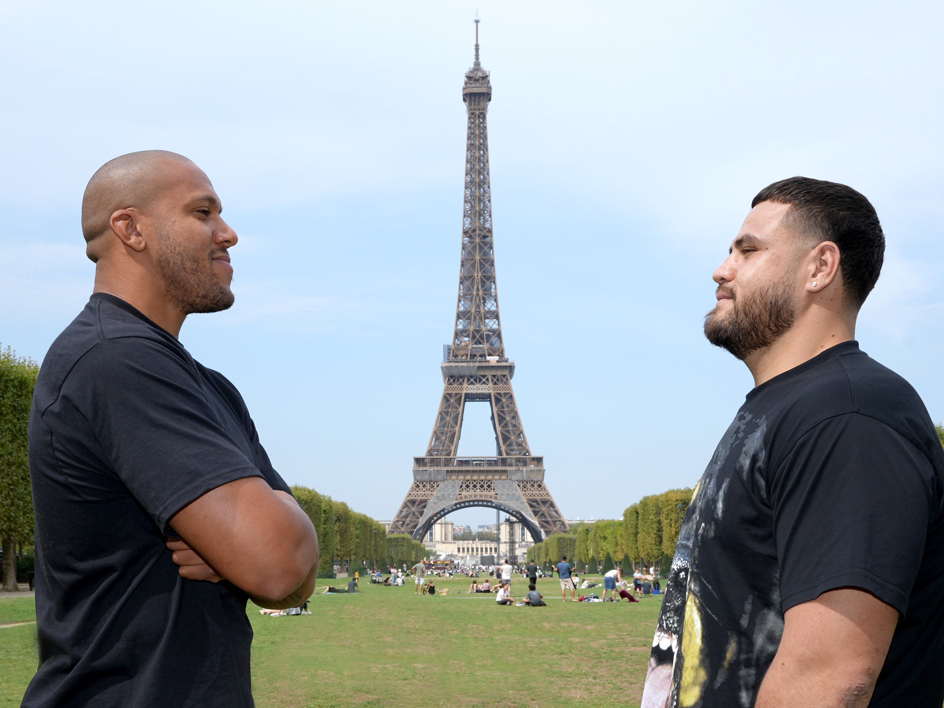 French heavyweight Ciryl Gane (left) faces Australia’s Tai Tuivasa at UFC Paris