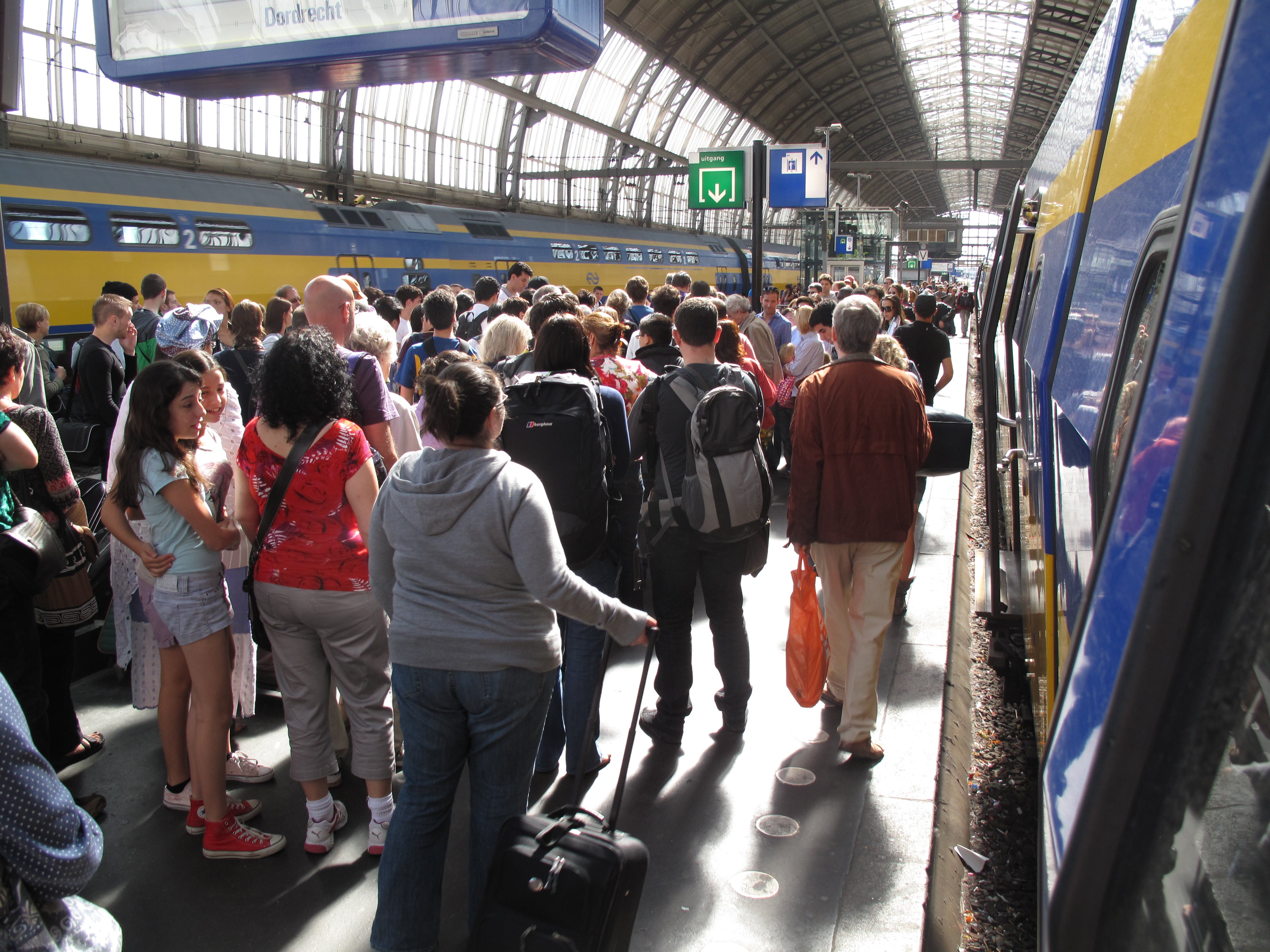 Keeping track: Passengers at Amsterdam Centraal station