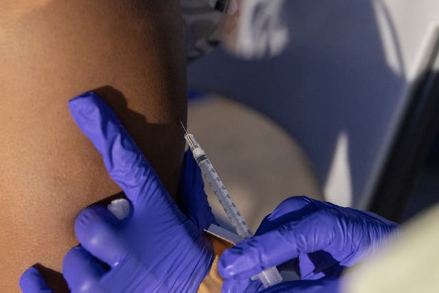 <p>A patient receives a vaccine for Monkeypox </p>