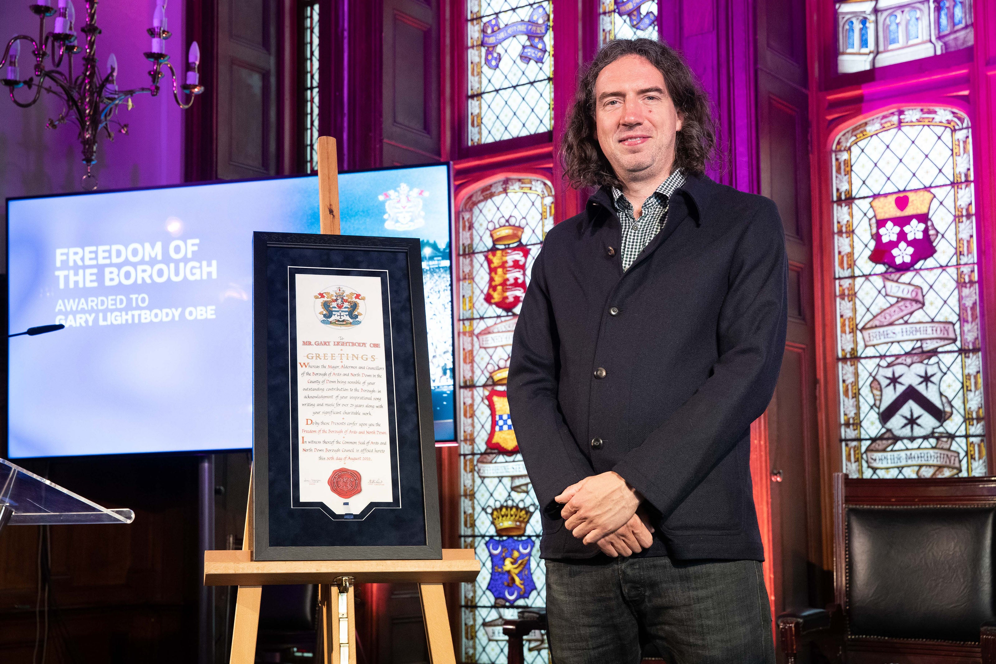 Gary Lightbody is bestowed the freedom of Ards and North Down (Kelvin Boyes/PA)
