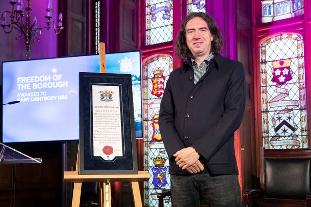 Gary Lightbody is bestowed the freedom of Ards and North Down (Kelvin Boyes/PA)
