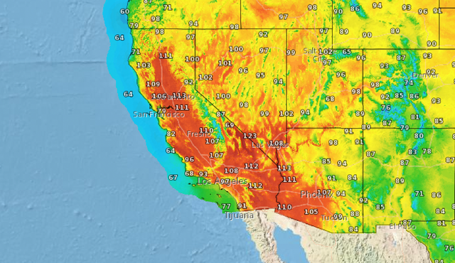 Pronóstico de altas temperaturas para el lunes, Día del Trabajo, en California y el oeste de EE. UU.