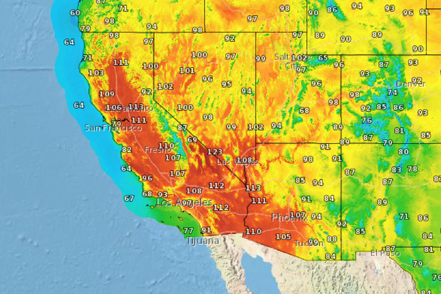 Pronóstico de altas temperaturas para el lunes, Día del Trabajo, en California y el oeste de EE. UU.