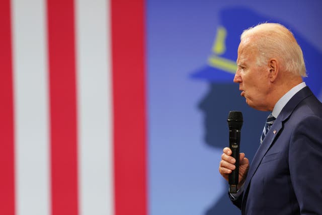<p>Joe Biden speaks to supporters in Pennsylvania</p>
