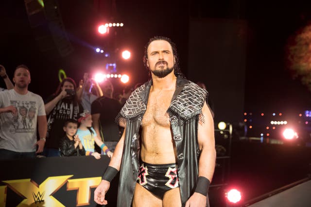 <p>Drew McIntyre walks to the WWE NXT ring</p>
