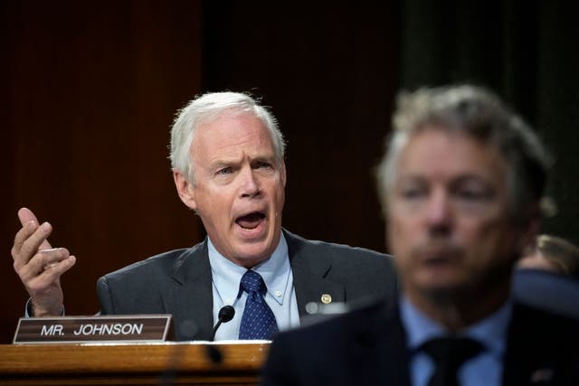 <p>Wisconsin Sen Ron Johnson during a committee hearing</p>