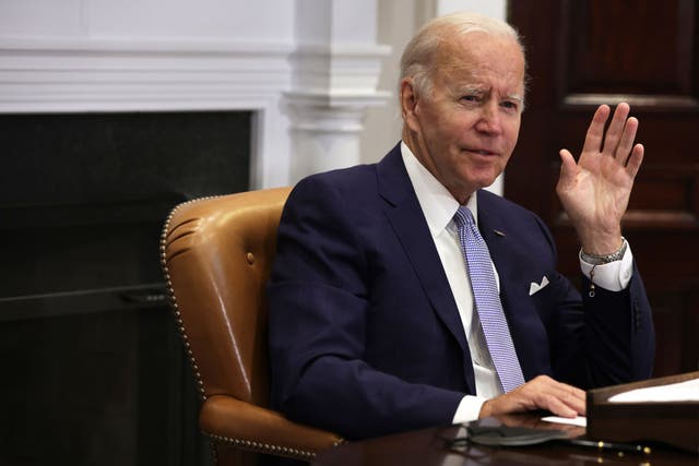 <p>President Joe Biden speaks during a White House meeting with state and local elected officials</p>