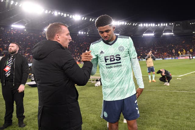 <p>Leicester manager Brendan Rodgers would like to see the transfer window close before the season having sold Wesley Fofana. (Fabrizio Corradetti/PA)</p>